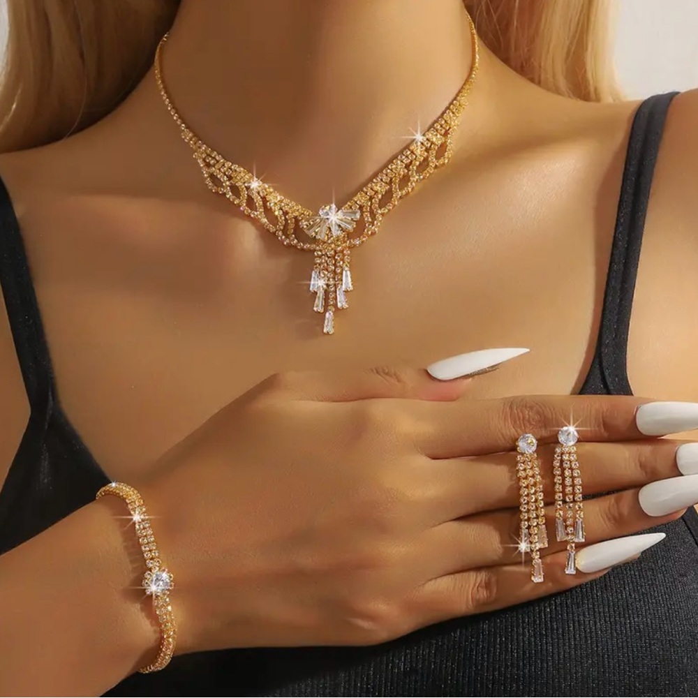 1pc/3pcs/4pcs Exquisite Bohemian Silver Tassel Hollow Flower Fashion Jewelry Set